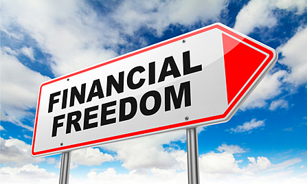 Financial Freedom on Red Road Sign.