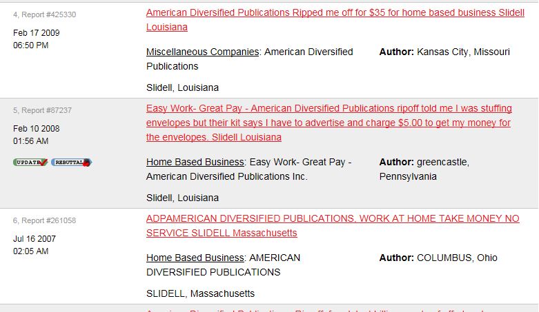 American Diversified Publications Complaints