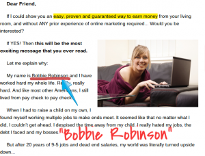 Bobbie Robinson Scam 1