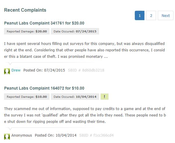 Peanut Labs Complaints Scambook