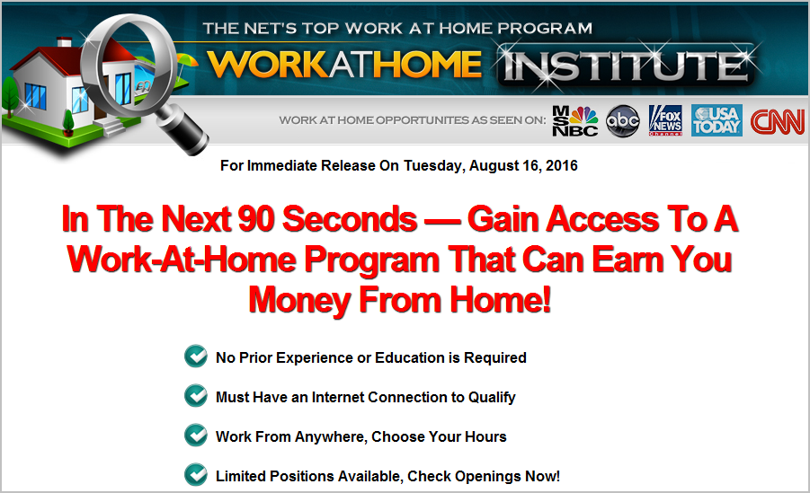 Work At Home Institute Scam or Real
