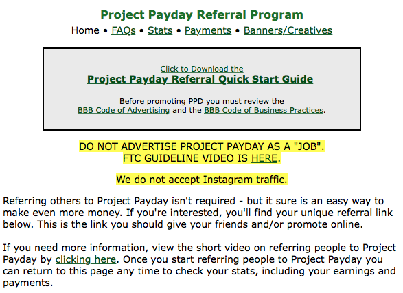 Project Payday Referral Program