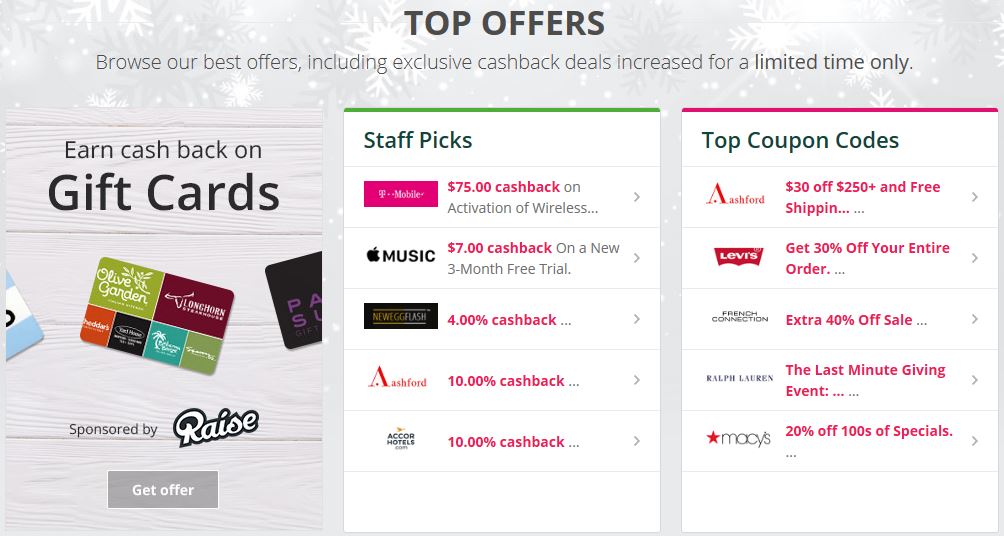 Topcashback Top Offers