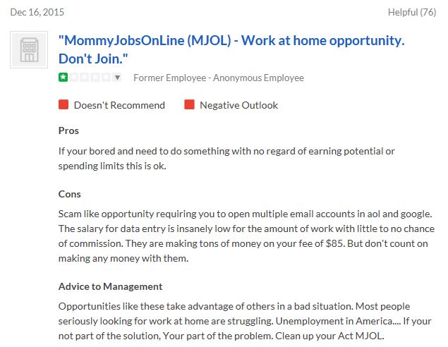 Mommy Jobs Online Negative Review