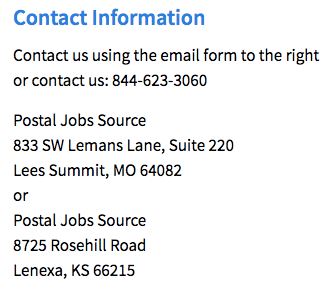 Postal Jobs Source Addresses
